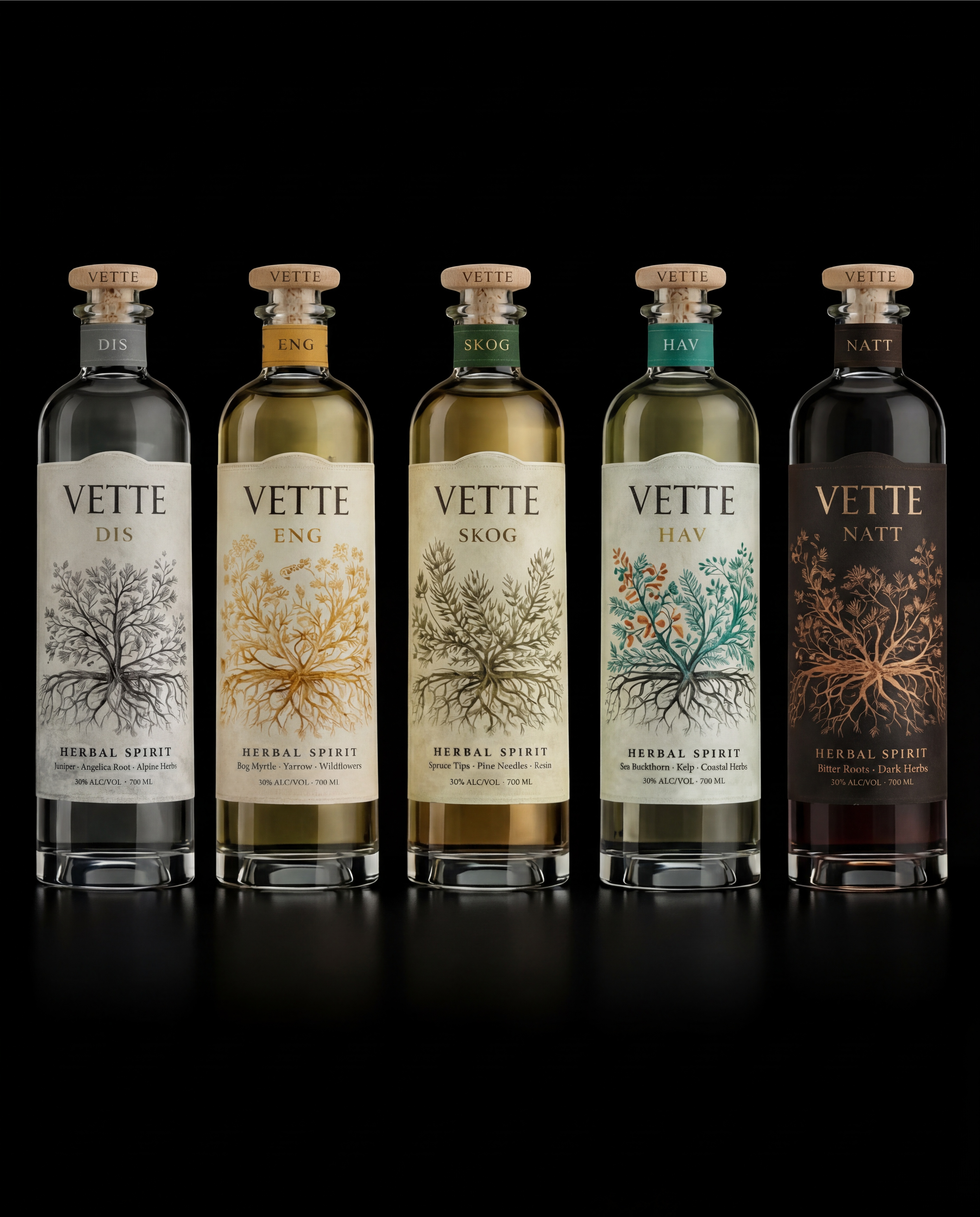 Herbal spirits packaging design — Vette