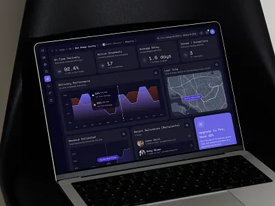 Fleet & Delivery Performance Dashboard UI admin analytics app b2b chart dark mode dark ui dashboard interaction logistics on demand operations product design saas saas dashboard shipping supply chain transportation ui ux