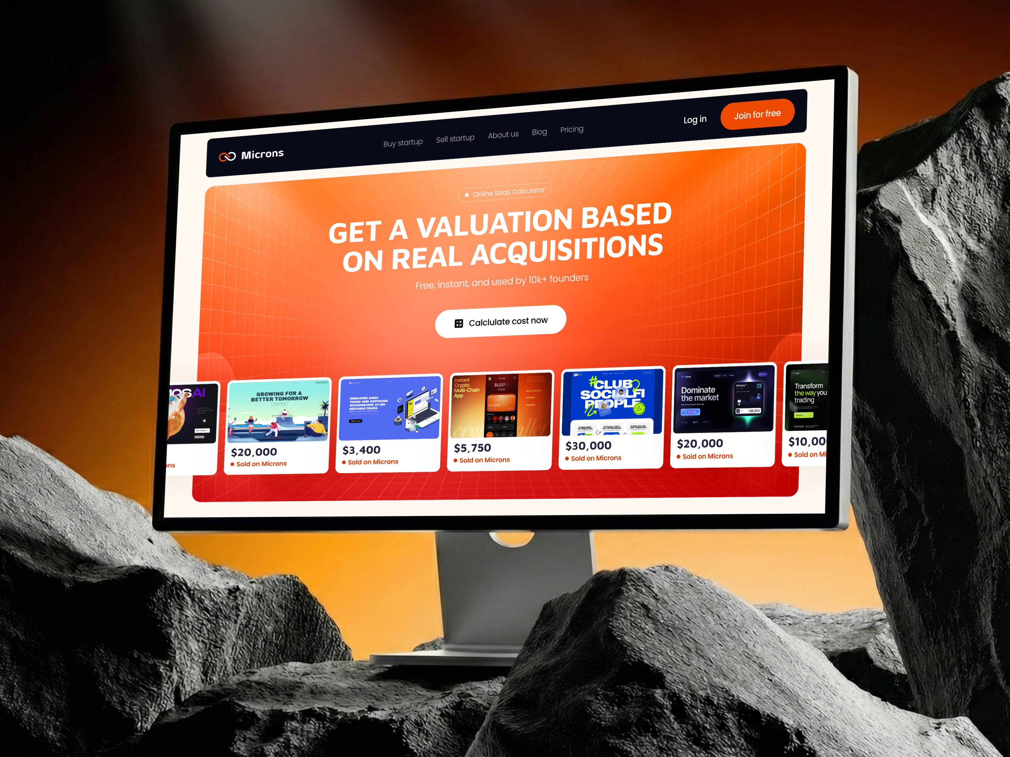 SaaS Valuation Calculator — Microns 🚀 calculator clean dashboard financial fintech interactive interface investment marketplace metrics saas startup startups ui ux valuations web design