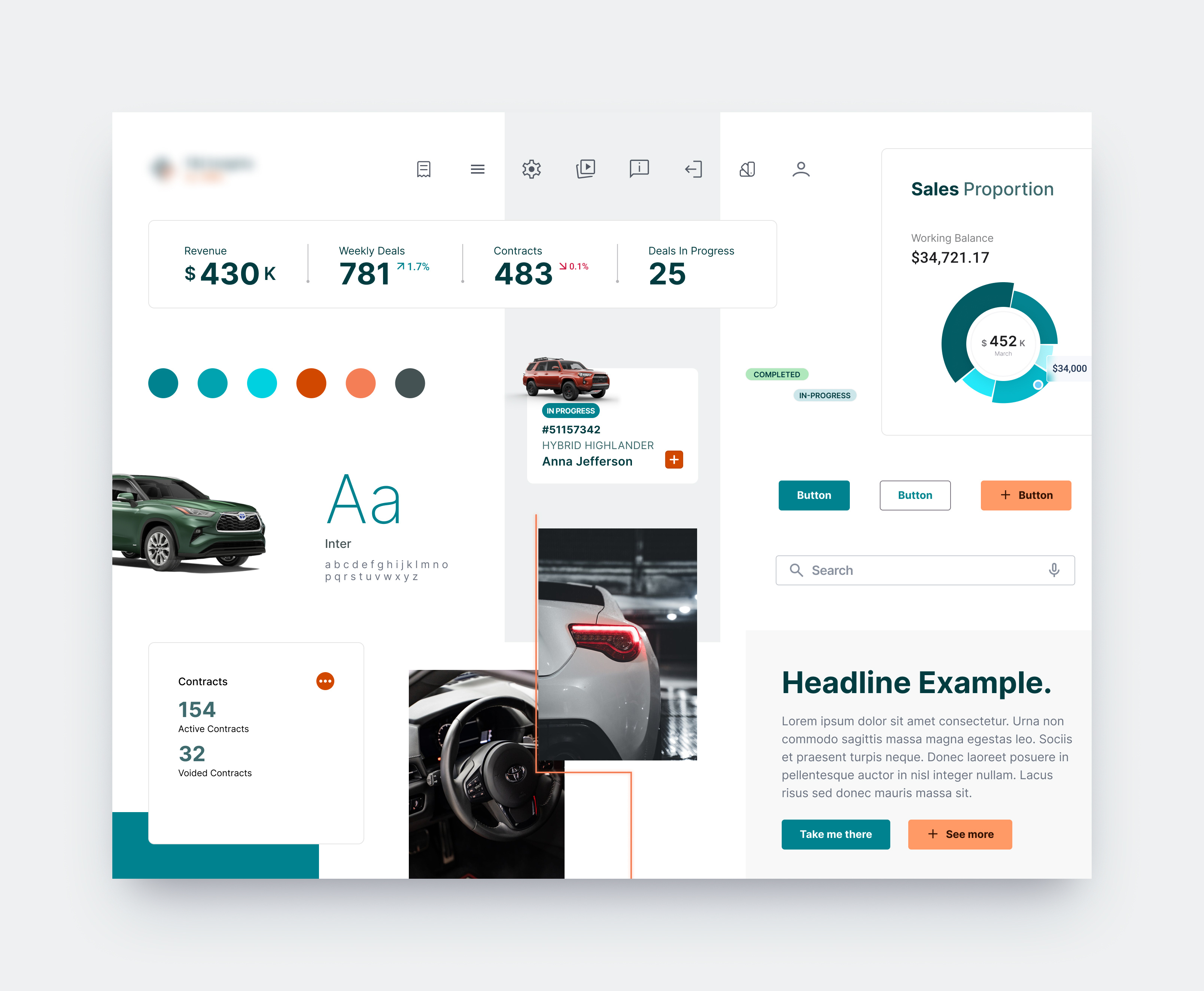 Style Tile - Private Client car color flat guide icons kit orange style tile teal ui web app