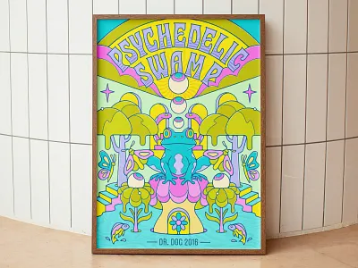 Dr. Dog | Psychedelic Swamp Poster Design dr dog music eyeball design gig art music poster music poster artist nienowbrand psychedelic design psychedelic illustrator san diego artist san diego designer