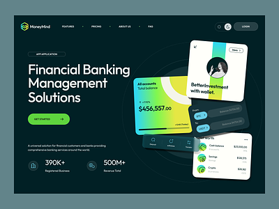 Digital Banking Landing Page Website bank bank card banking app card crypto design digital banking fintech home page landing page logo mobile banking money ui ux wallet web web design website website design