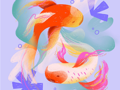 Koi fish illustration koi fish procreate texture vibrant