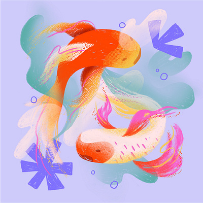 Koi fish illustration koi fish procreate texture vibrant