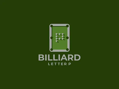 LETTER P BILLIARD LOGO adobe illustrator ball billiard branding concept design designer game graphic design green indoor logo logo design negative space pool snooker sport stick table vector