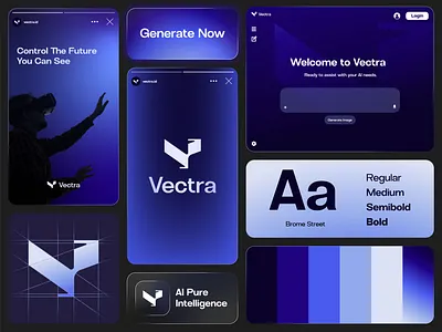Vectra - Brand Design (Brand Identity) for AI-Platform App app brand brand identity branding clean company creative creative logo design digital internet graphic design logo logo design modern tech branding technology ui unique ux visual identity