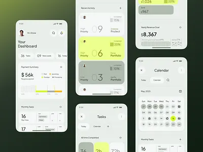 Conneq CRM — Productivity Management Mobile App UI UX Design app ui design business mobile app calendar app clean ui crm app crm dashboard dashboard ui finance dashboard minimal ui mobile app ux mobile ui modern app design panzestudio productivity app project management saas app startup app design task management ui design inspiration work management