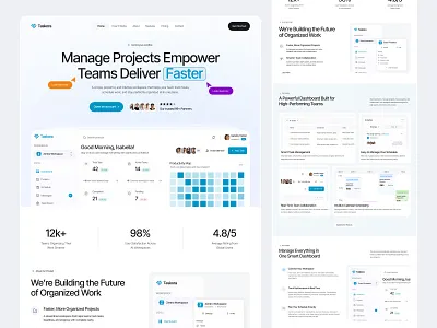 SaaS Landing Page clean website landing page landing page design minimal design modern design product design project management saas saas dashboard saas design saas landing page saas ui saas website task management uiux web design web page website