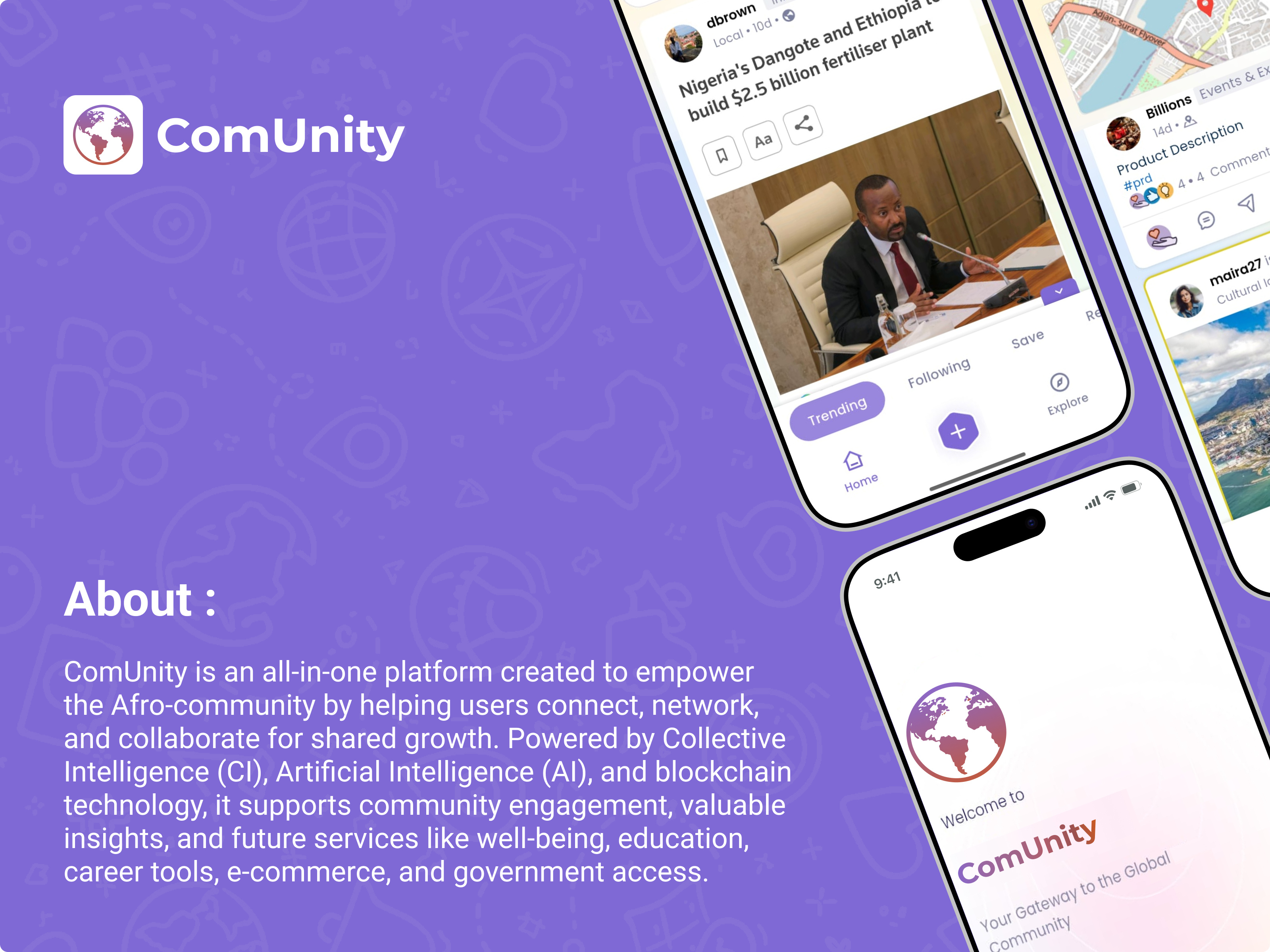 Comunity Mobile App android app design app ui app ux clean design community app creative app dashboard ui feed design ios app design map ui minimal ui mobile app design modern ui networking app saas app social app startup app ui design user experience ux design