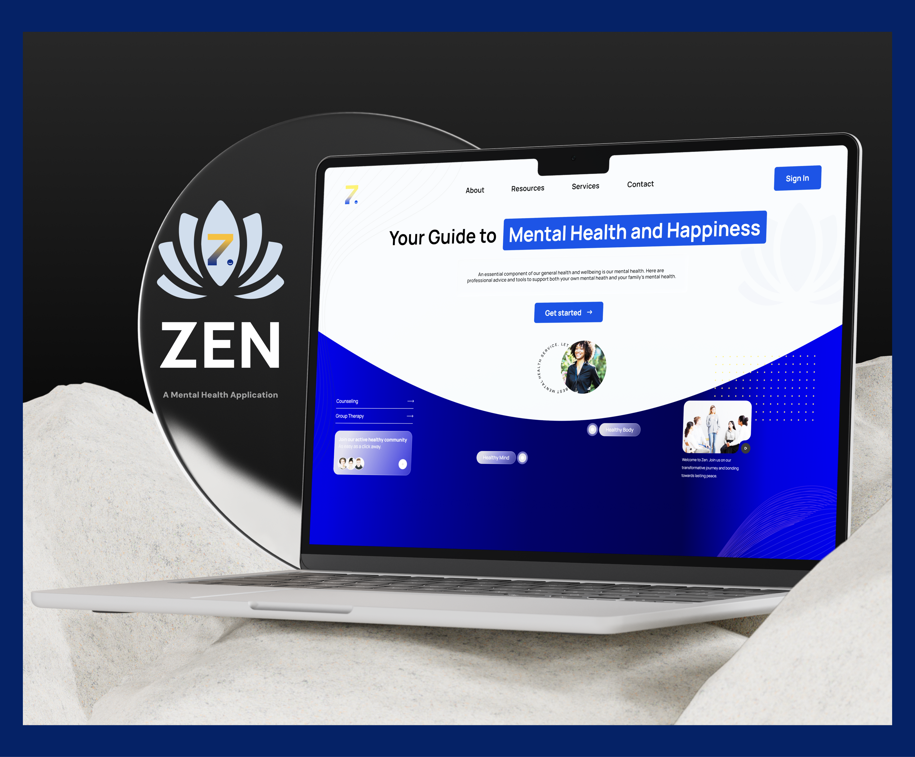 ZEN - A Mental Health App - Website Presentation app design typography ui ux website