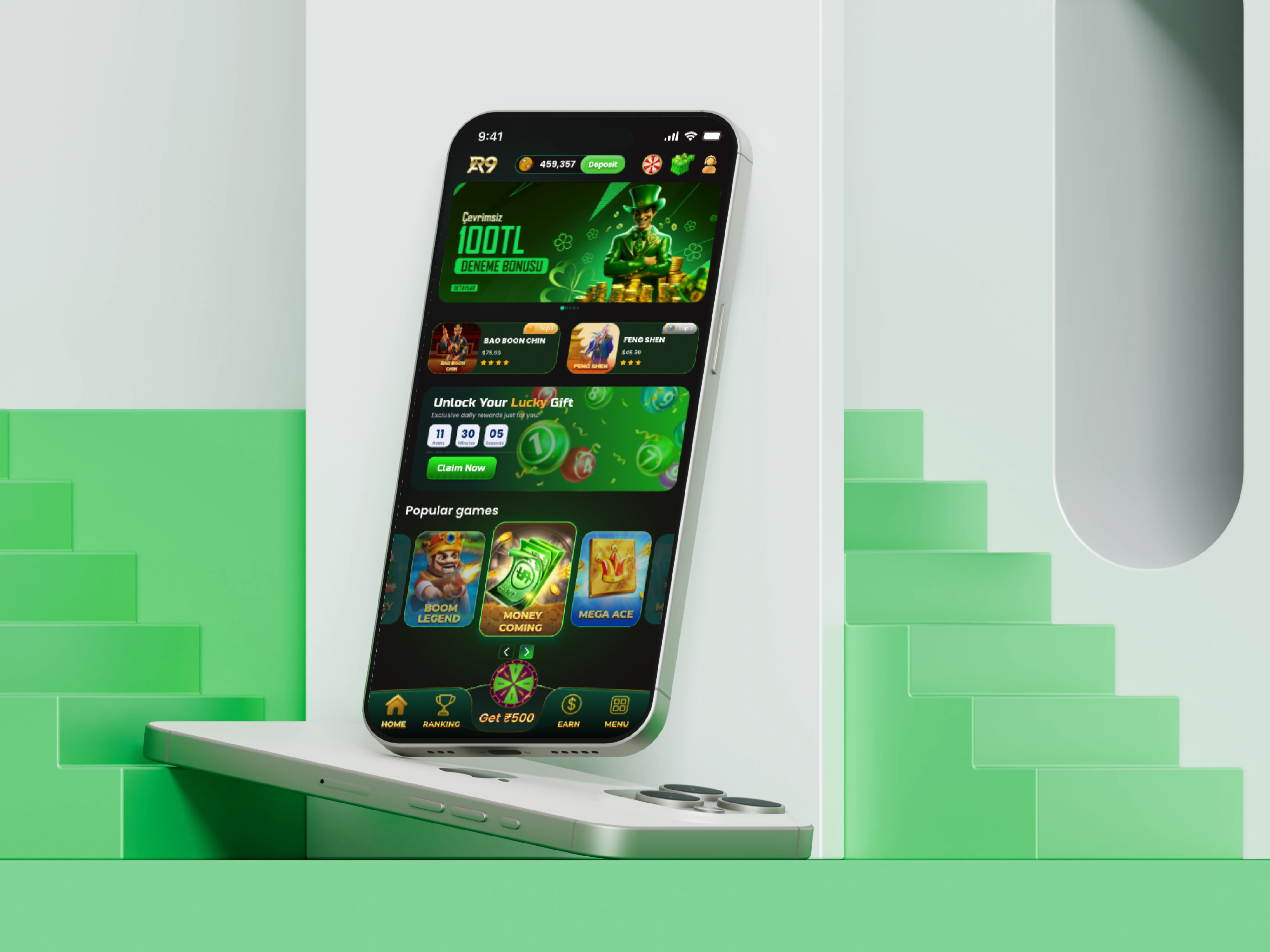 Green Theme Mobile Gaming App Design app figma gaming mobile typography ui ux