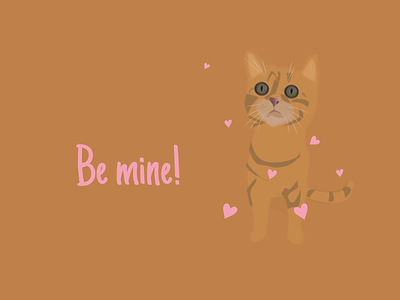 Be Mine! 2d illlustration card cat character drawing illustration valentine card vector