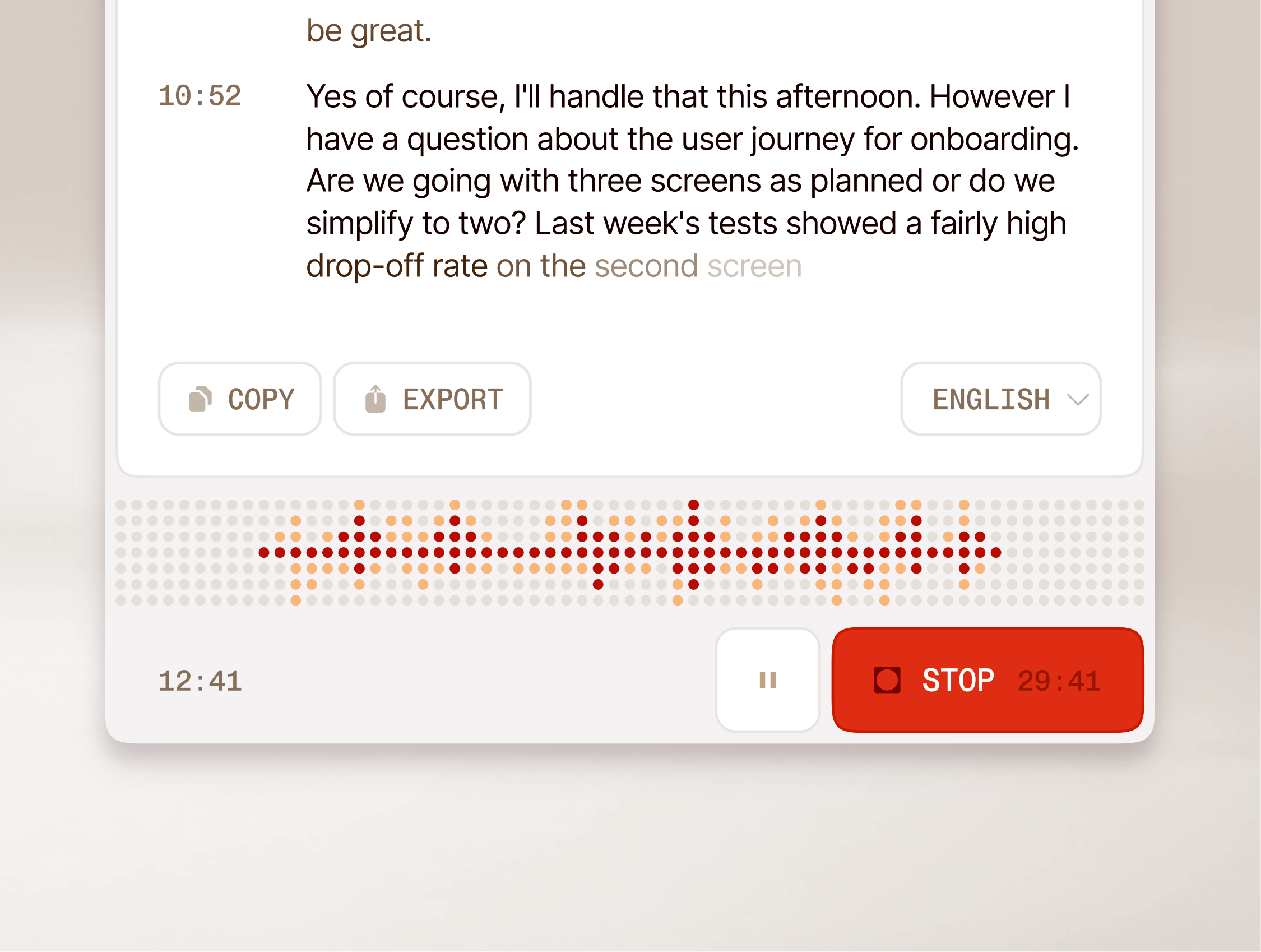 Transcript AI ia product transcript ui voice