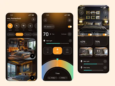 Smart Living Control App UI Design ai assistant app app design control panel dark ui design home automation home control home monitoring ios iot app mobile mobile app smart device smart home smart home app smart house smart living smart technology ui design