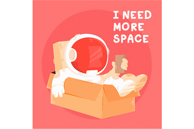 Astronaut Inside Box Illustration astronaut box galaxy grunge illustration moon rocket scifi space vector