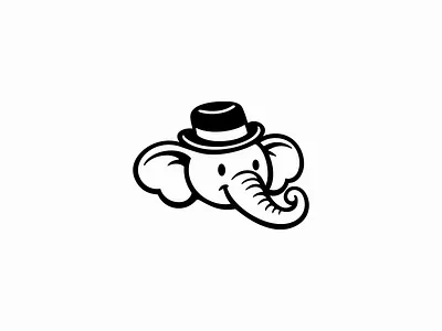 Cute Elephant Wearing Hat Logo animal branding cartoon character cute design elephant fun hat icon identity illustration kids logo mark playful symbol vector zoo