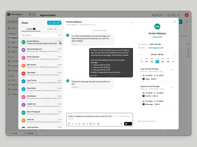 Schedulo — Inbox Chats in a SaaS Appointment Management ai appointment booking customers dashboard inbox marketing payment pos product design saas saas design scheduling services staff management ui ux web app web builder web design