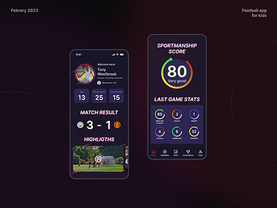 Football app for kids app design figma mobile ui ux