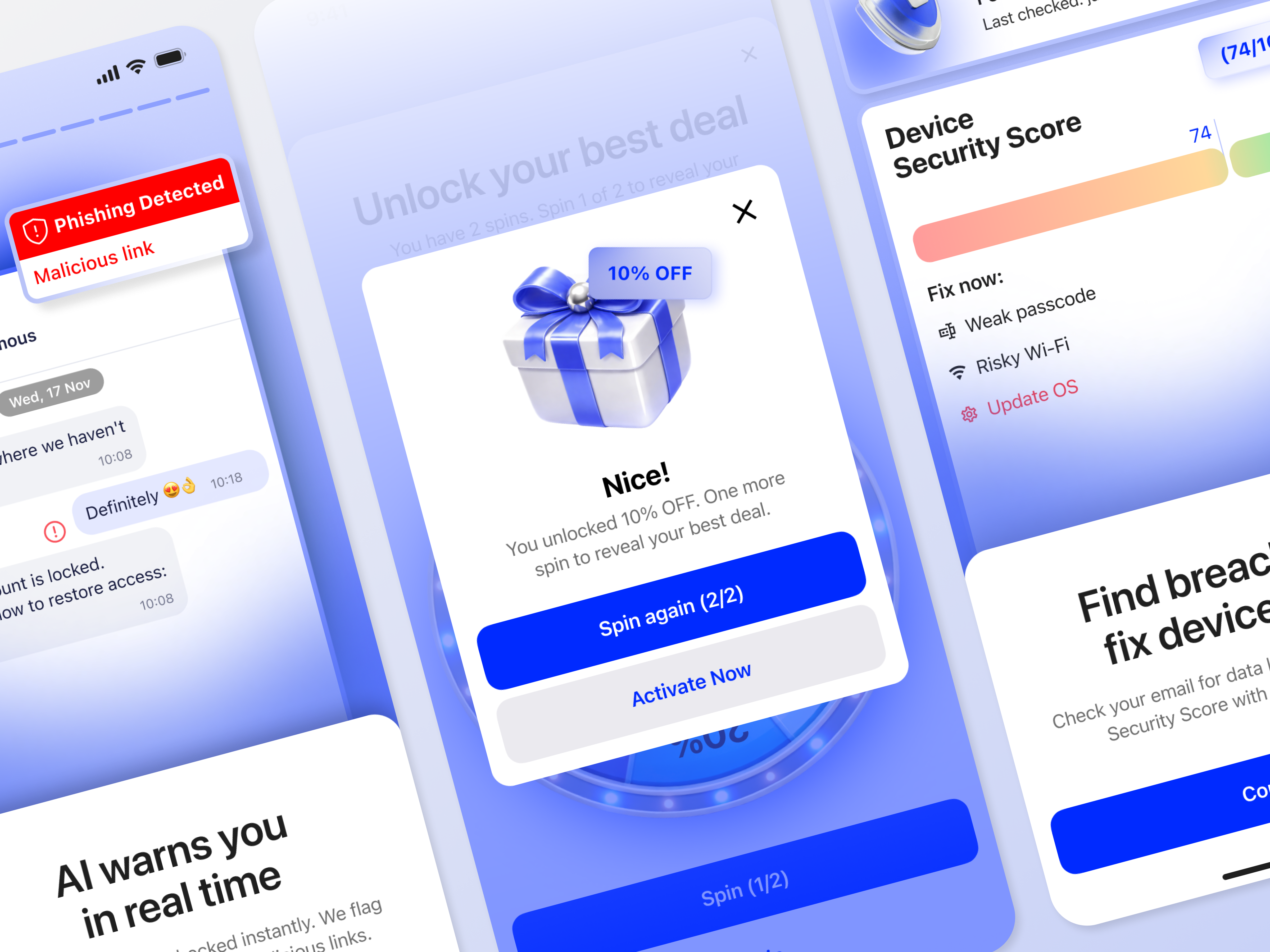 Stop Scam — Mobile App Onboarding UI app cybersecurity figma intro ios mobile onboarding productdesign security uiux