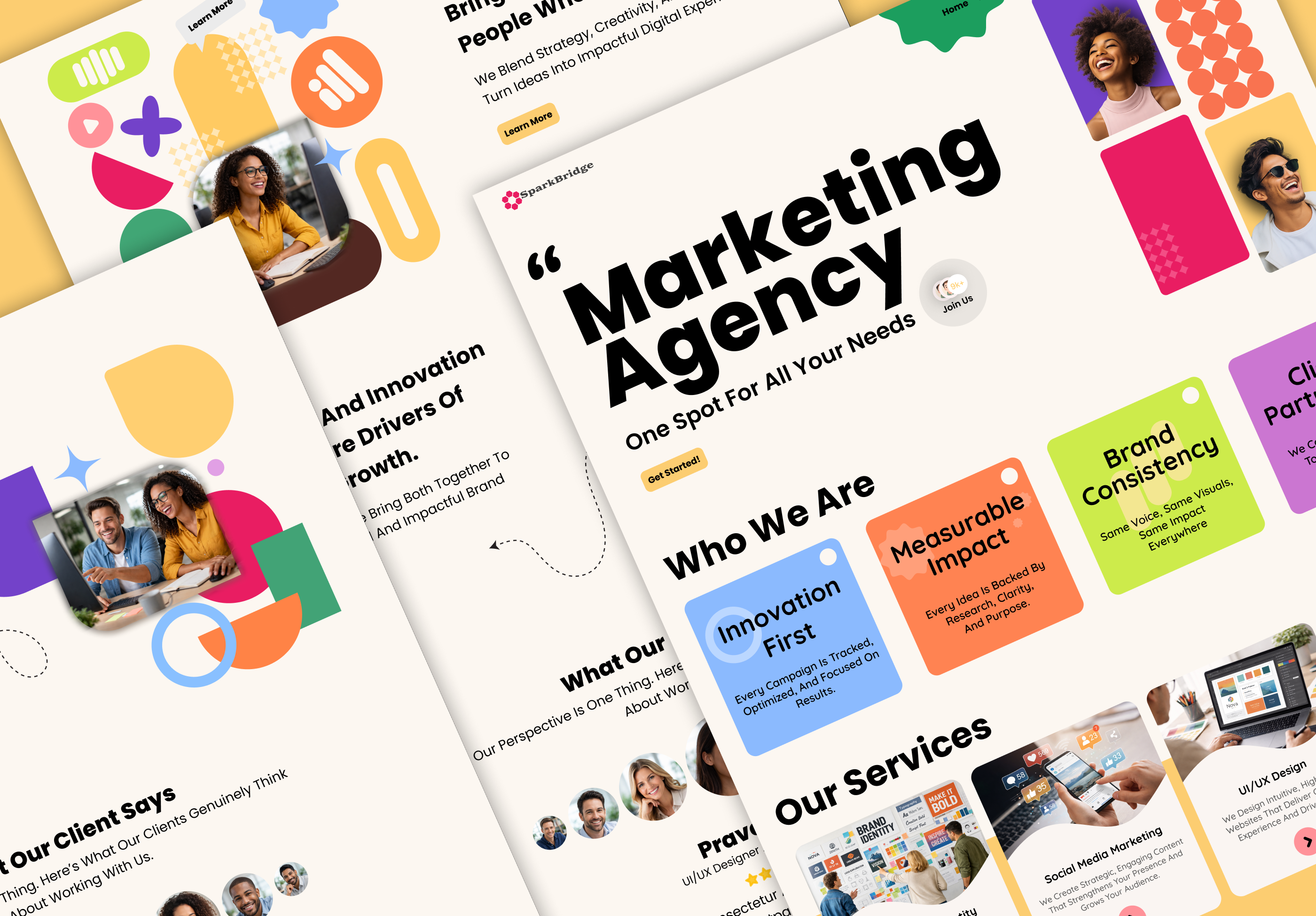 Marketing Agency UI/UX Design - SparkBridge 3d branding graphic design ui
