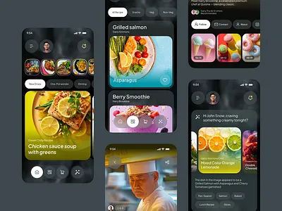 Quisine AI — Video-First Smart Cooking Mobile App UI UX Design ai app design ai assistant app inspiration cooking app culinary app dark ui food app ui food mobile app food tech interaction design mobile app design mobile app showcase mobile ui design modern mobile app panze panzestudio recipe app smart cooking ui ux design video recipe