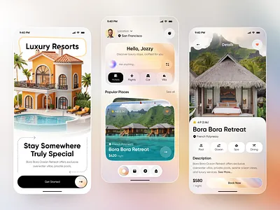 AI Trip Planner & Resort Reservation App Design ai trip planner airbnb app design booking hospitality hotel hotelbooking ios luxury app mobile mobile app product design resort resort reservation tourism travel travelapp tripplanner ui design vacationrental