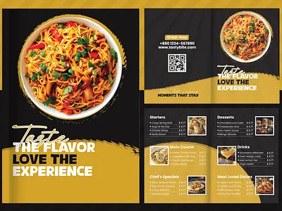 Minimalist Bi-fold Food Brochure branding design food menu graphic design illustrator logo menu template print design restaurant design