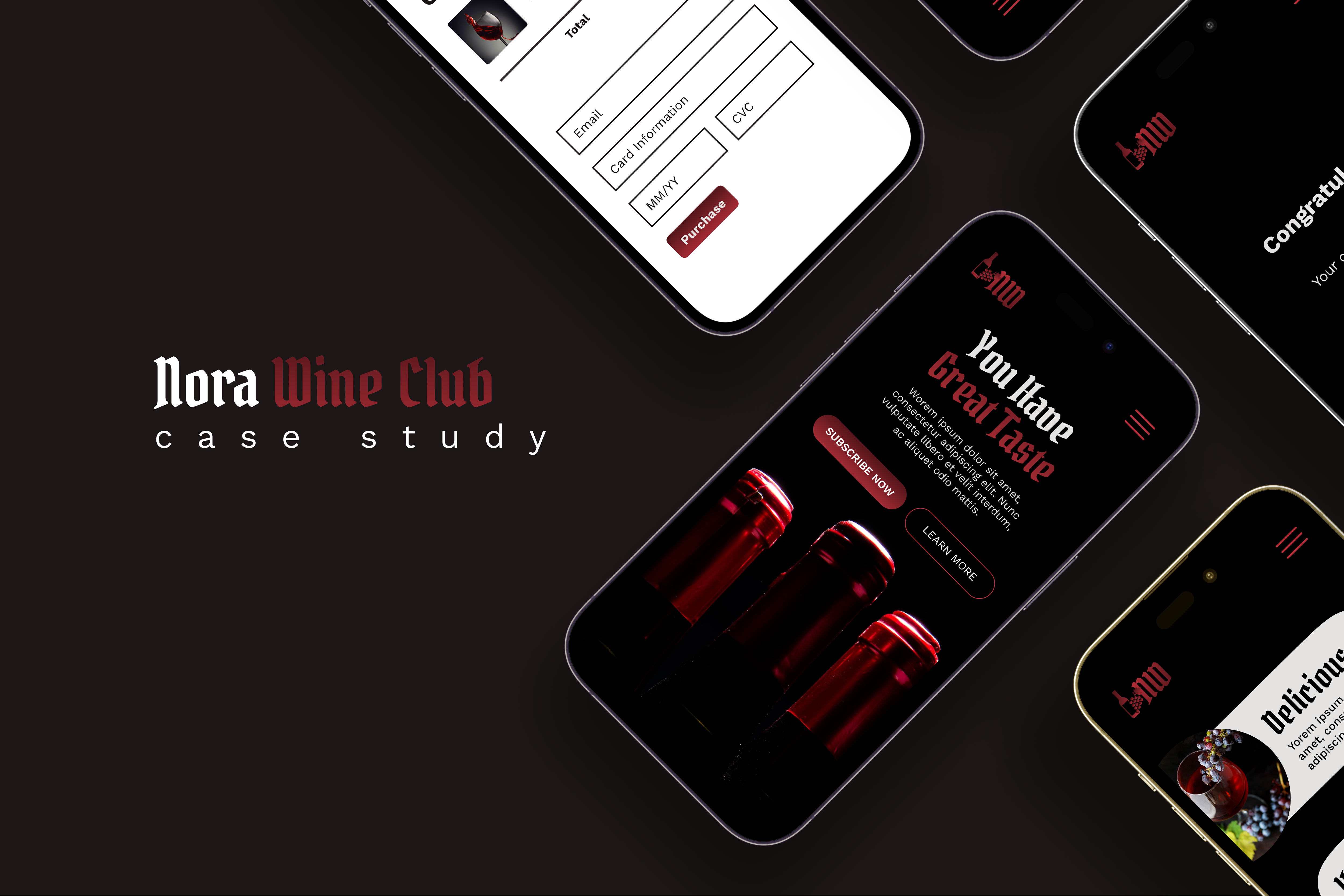 Nora Wine Club Case Study branding case study design gothic logo mobile mobile first product design wine