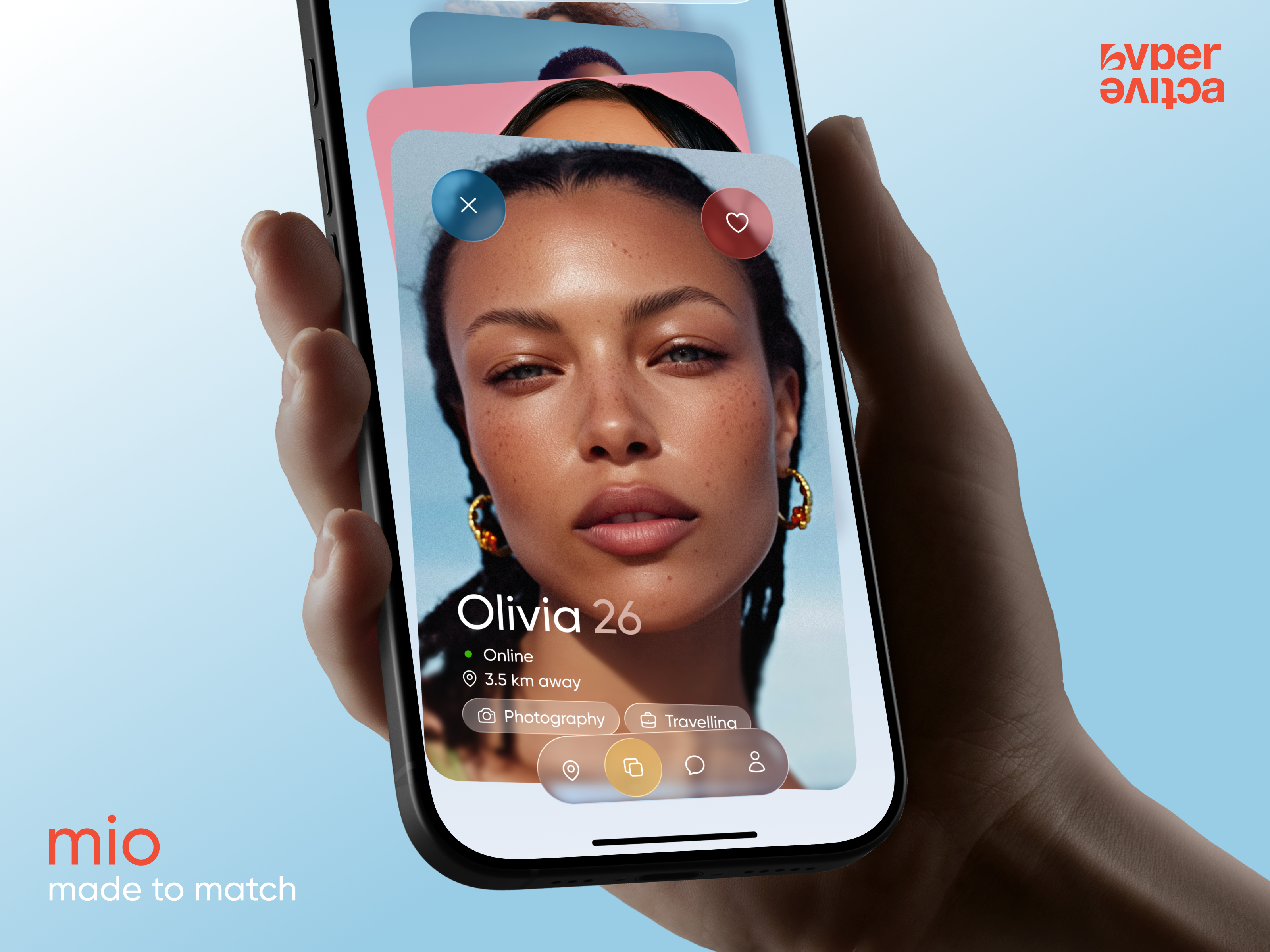 💘 Mobile design for dating app | Hyperactive app app design date dating dating app design glass hyperactive icon match mobile mobile design product design swipe ui user experience user interface ux valentines day