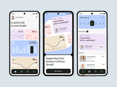 Telemedicine Patient Portal Mobile App android app app interface clinic app doctor appointment health tech healthcare app healthcare design medical app medical ui mobile app design mobile ui patient portal pharmacy app telemedicine app ui design ux research video consultation