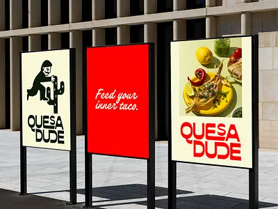 BRAND IDENTITY FOR QUESADUDE bold brand identity brand identity design branding character graphic design illustration logo logo design mascot mascot branding mascot logo mexican restaurant modern playful quirky restaurant retro retro modern