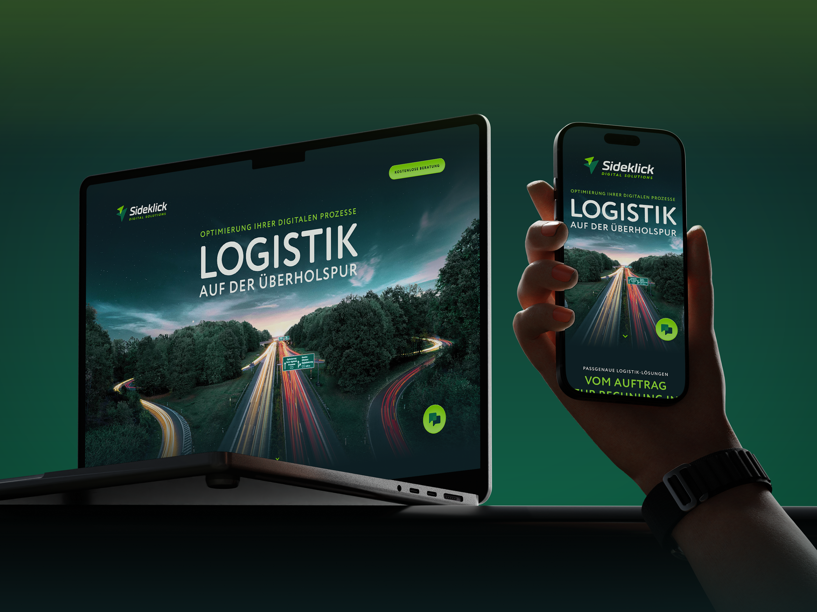 Sideklick Solutions · Logistics Landing Page b2b branding dark design figma framer german landing page logistics one page responsive ui ui design ux ux design web design website design