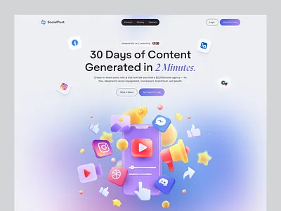 Landing Page for AI-Powered Content Creation ai ai landing page content content creation content management content marketing copywriting instagram post landing page landingpage social media startup technology web design
