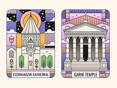 Etchmiadzin Cathedral & Garni Temple / Armenia 🇦🇲 armenia armenian armenian churches armenian illustrator armenian landmarks armenian monastery artwork beautiful armenia etchmiadzin cathedral garni temple historical armenia illustration lineart vector