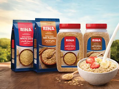 Rina Oats Packaging Design branding design graphic design illustration label design logo packaging