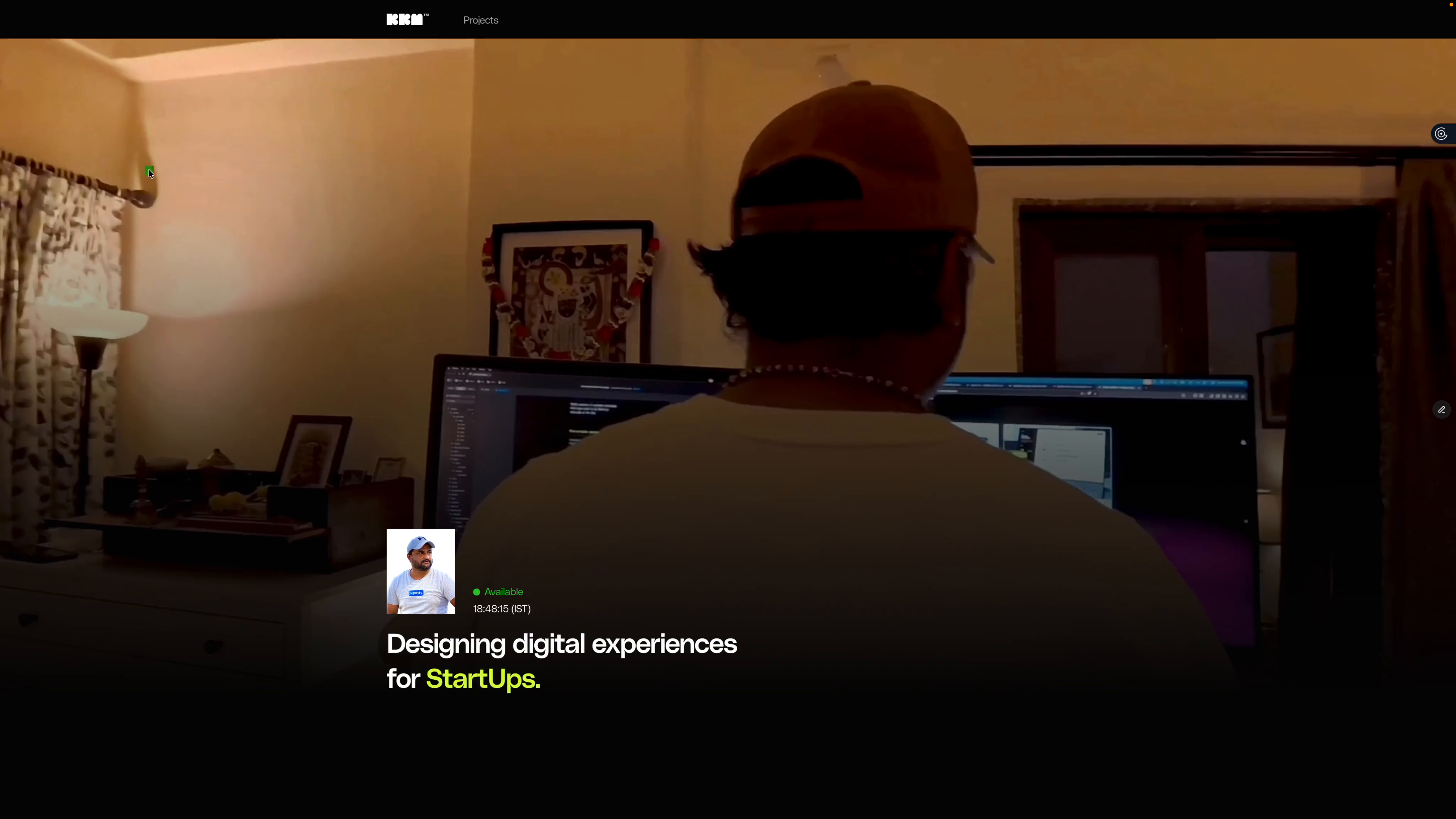 Example of Kartikmahant @ framer . website