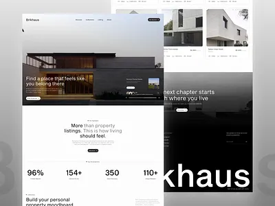 Brikhaus — Property Discovery Landing Page Website UI/UX Design apartment booking website booking website ui clean landing page marketplace minimalism minimalist modern design modern website product design property property marketing property website real estate booking rent house rental booking rental booking service ui web design