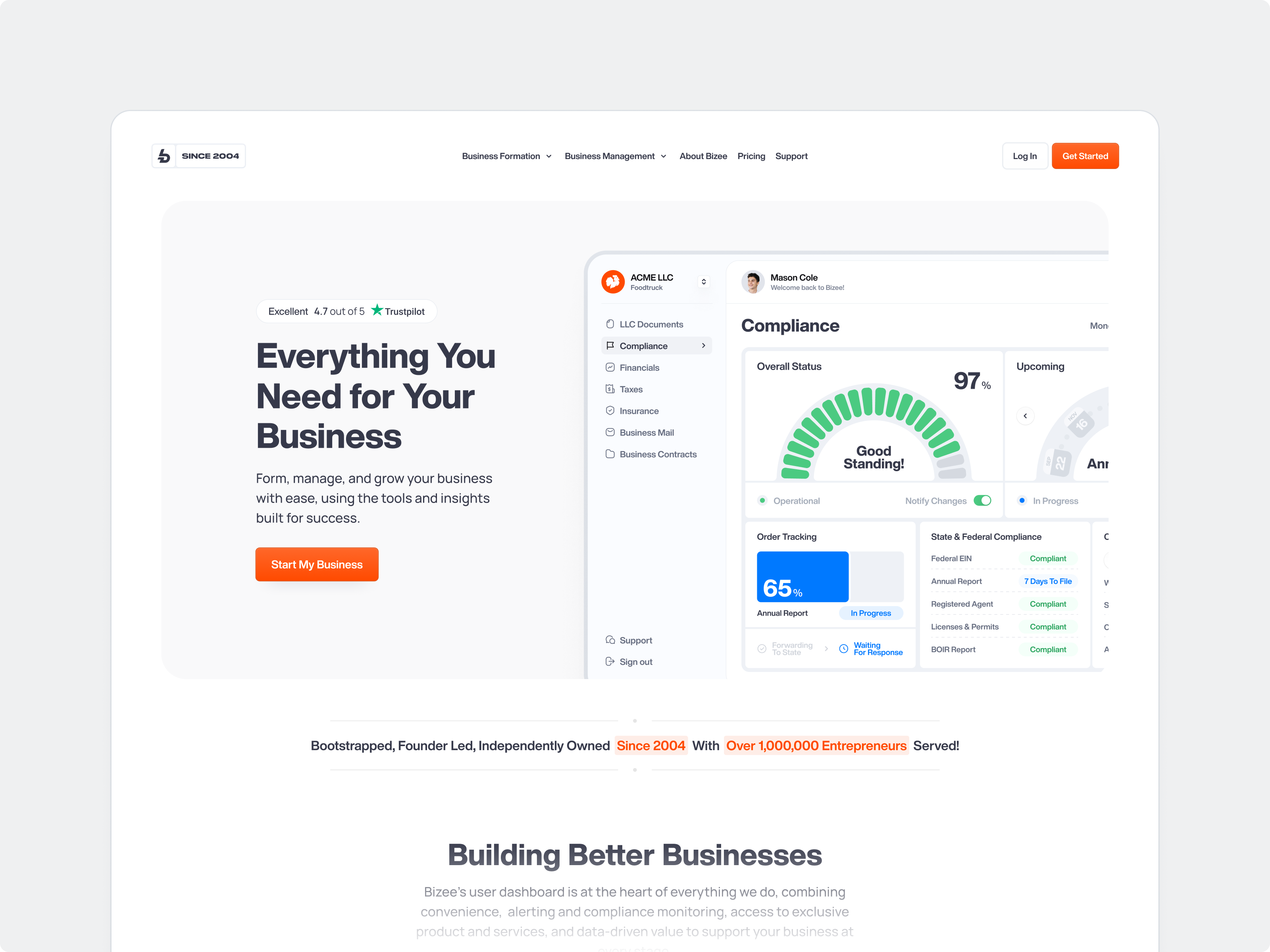 Example of Bizee Website