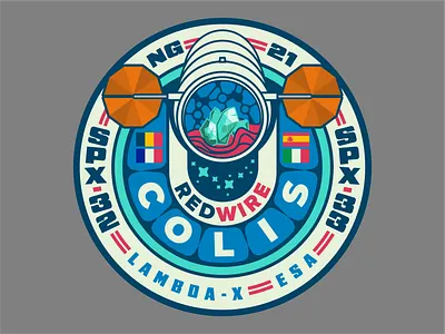 Space Mission Patch - COLIS blue circle color countries crystals embroidery fluidity illustrator mission orange patch redwire space space x teal vector