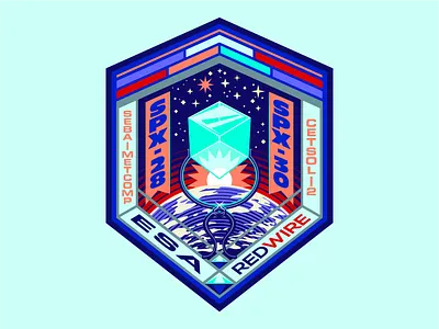 Space Mission Patch - TAC alloy clouds crystal cube diamond earth illustrator mission mythological patch redwire space space x stars sun tongs vector