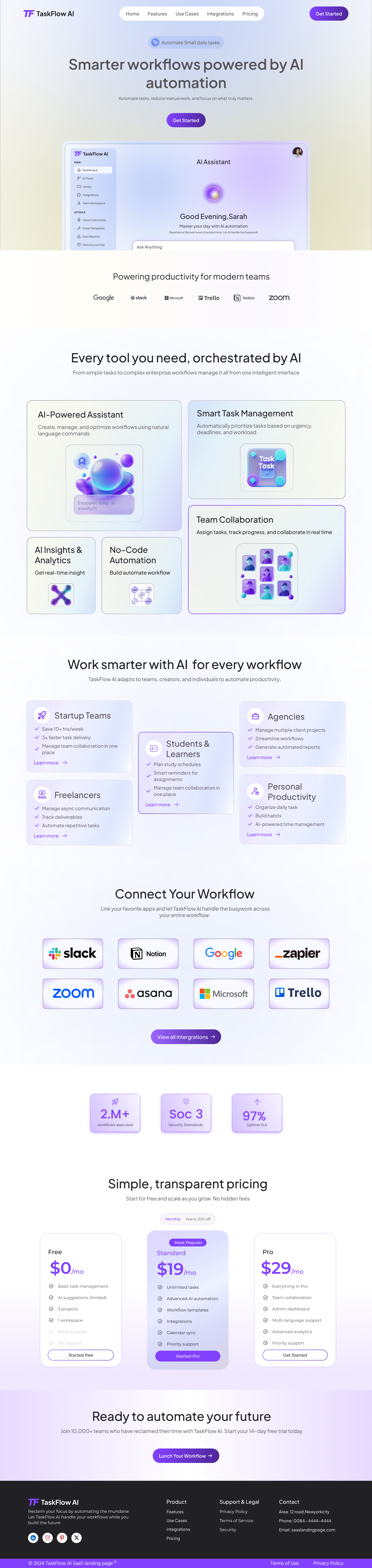 TaskFlow AI | Productivity SaaS UI/UX Design ai saas branding figma landing page saas design ui ui designer ui ux design uiux uiux designer ux case study web ui design