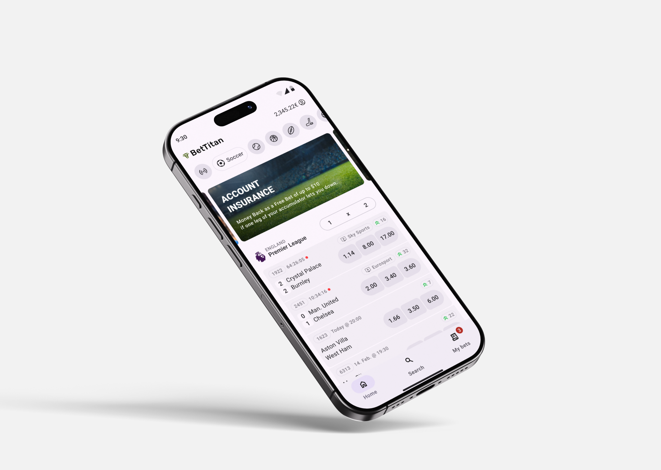 Bet Titan app betting graphic design mobile sports ui