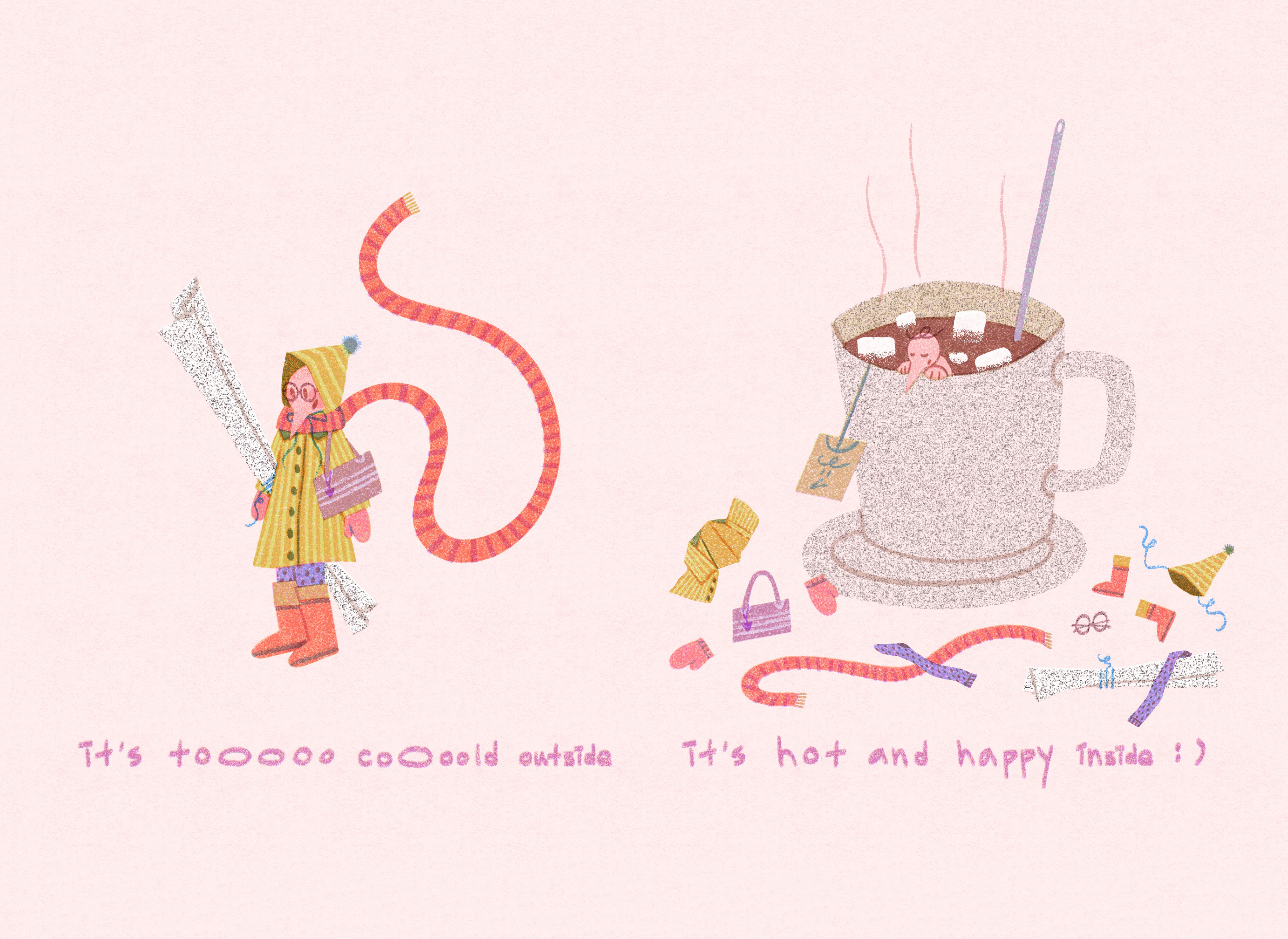 it’s tooooo coooold outside,,, but, hot and happy inside animation art artwork bookcover childrensart design editorial food handwritten illust illustration ipad kidlitillustration menu pattern photoshop poster print tweetyheather winter