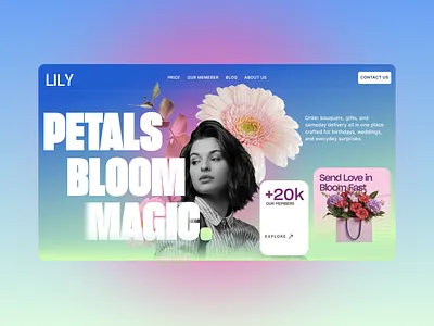 Flower Shop Hero Section 3d branding graphic design logo ui