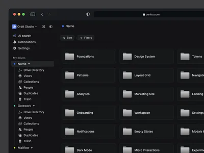 Zentro - Cloud Storage Dashboard ai button cloud dark dashboard data design digital drive file productivity research storage ui ux webapp website