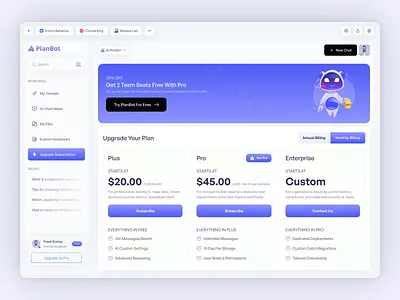 Ai Chat Assistant - Subscription Page ai assistant ai assistant dashboard ai chatbot assistant ai web app ai website billing billing page billing subscription chatbot design chatbot ui pricing pricing card pricing page pricing plan subscriptions ui design web web app web app design web design