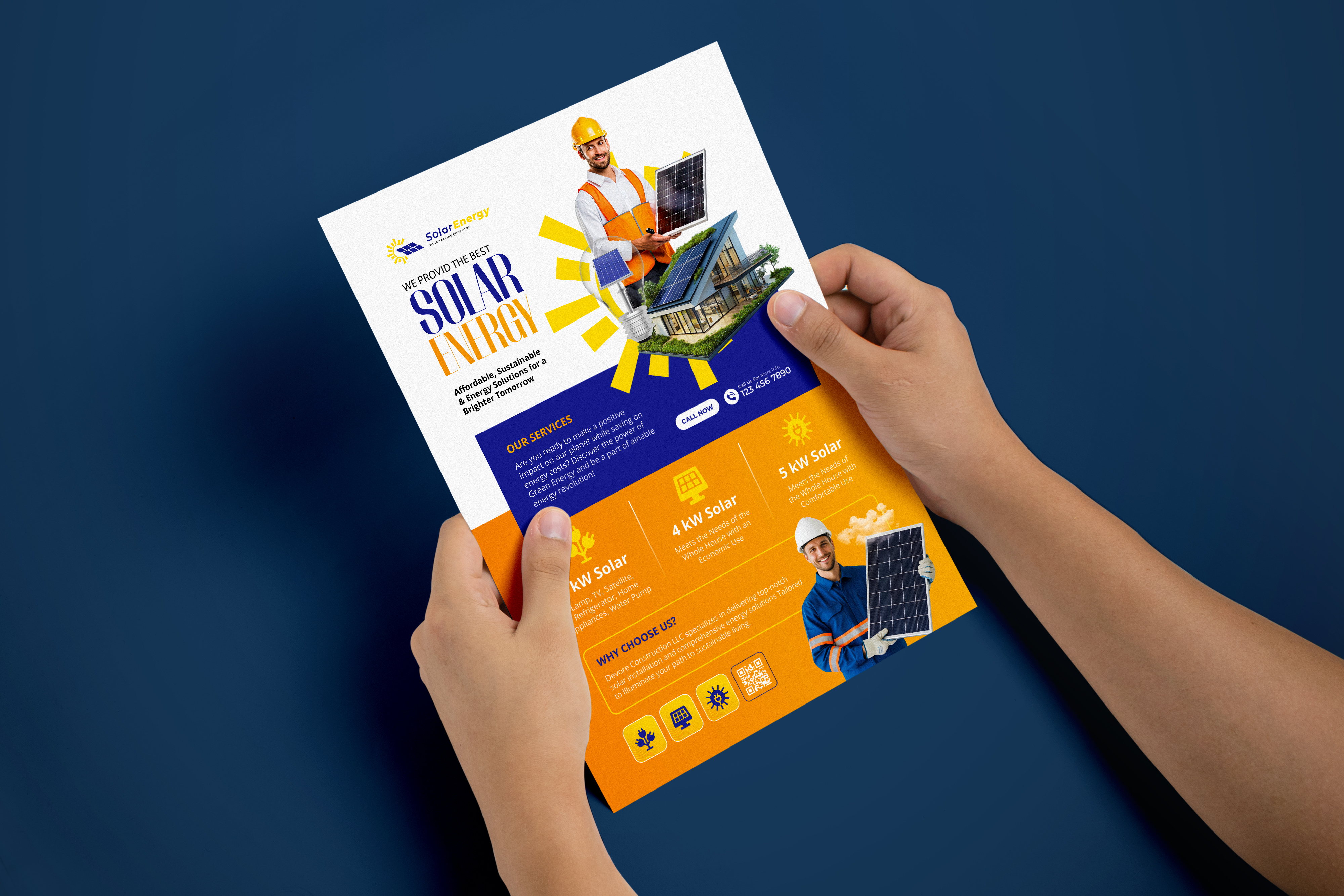 Solar Energy Promotional Flyer Design advertising design booklet design brochure design business flyer corporate flyer flyer design graphic design graphic designer handout indesign layout design leaflet design marketing design one pager pamphlet design print design promotional flyer solar energy solar installation solar panel