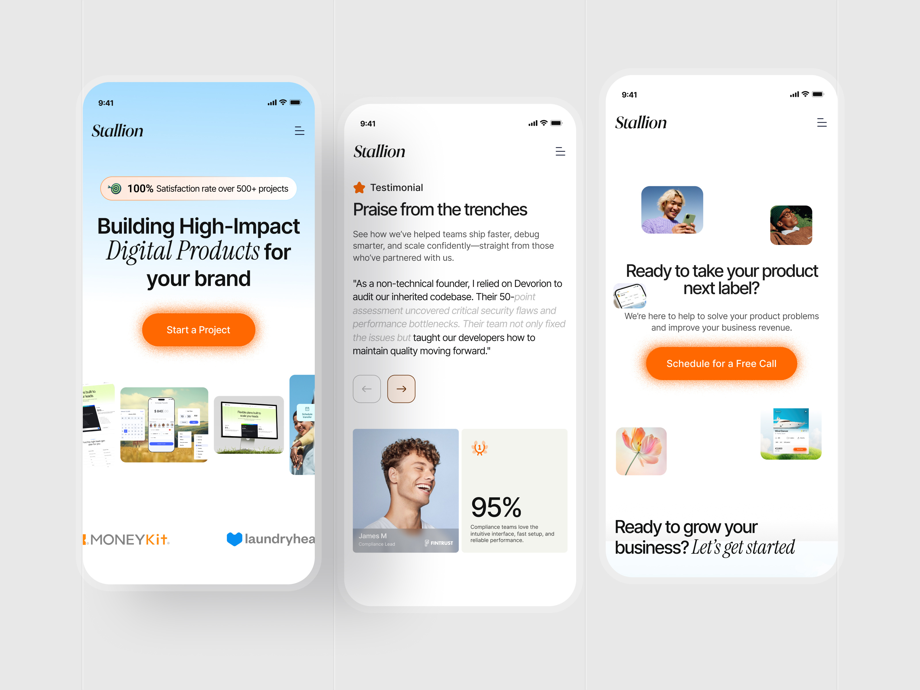Example of Agency mobile app design