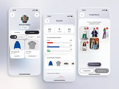 Profile & Analytics Experience ai app analytics design experience graphic design mobile app photo upload profile ui ui design ux wardrobe app
