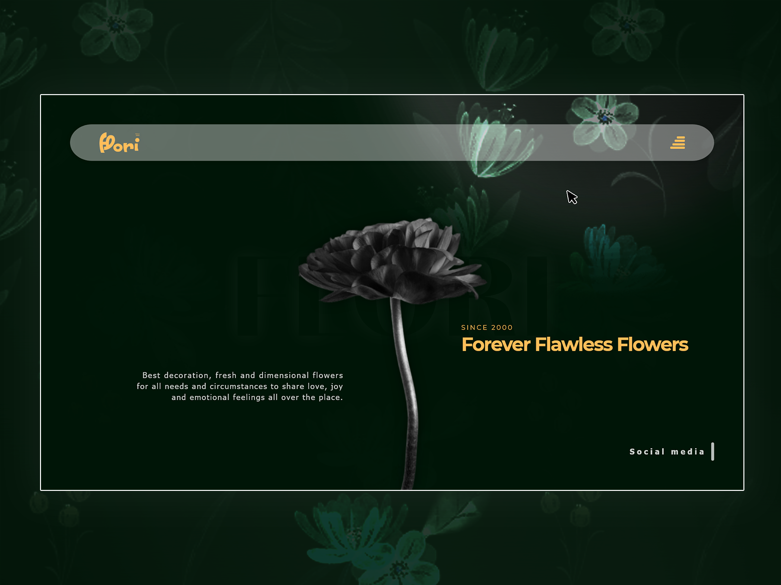 FLORI 3d branding flori flower flowers graphic design logo ui ux